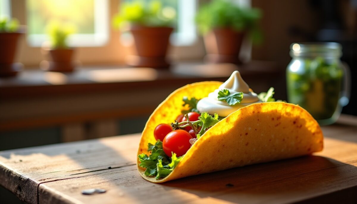 Délice végétarien : tacos au fromage fouetté pour une explosion de saveurs