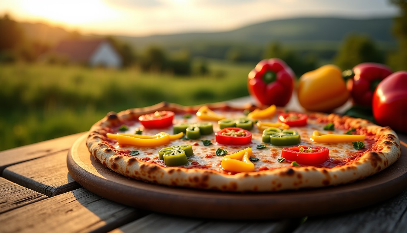Délice Basque : Pizza aux Poivrons Colorés et Fromage de Brebis Fondant