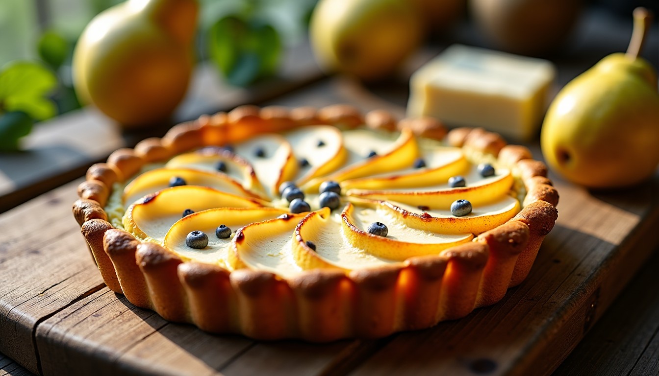 Délice croustillant : recette gourmande de tarte fine aux poires et au fromage bleu