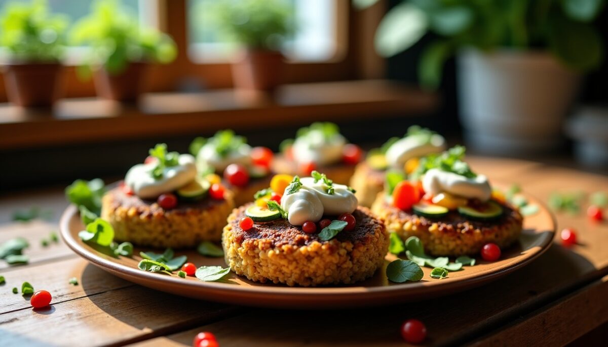 Délicieuses Galettes de Quinoa aux Légumes Croquants et Fromage de Chèvre Frais