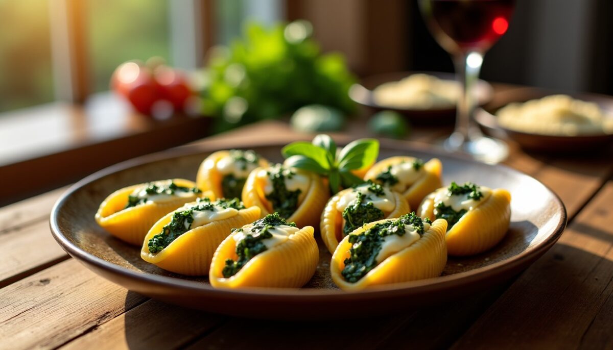 Délicieuses grosses pâtes farcies aux épinards frais et fromage crémeux : une recette savoureuse et gourmande