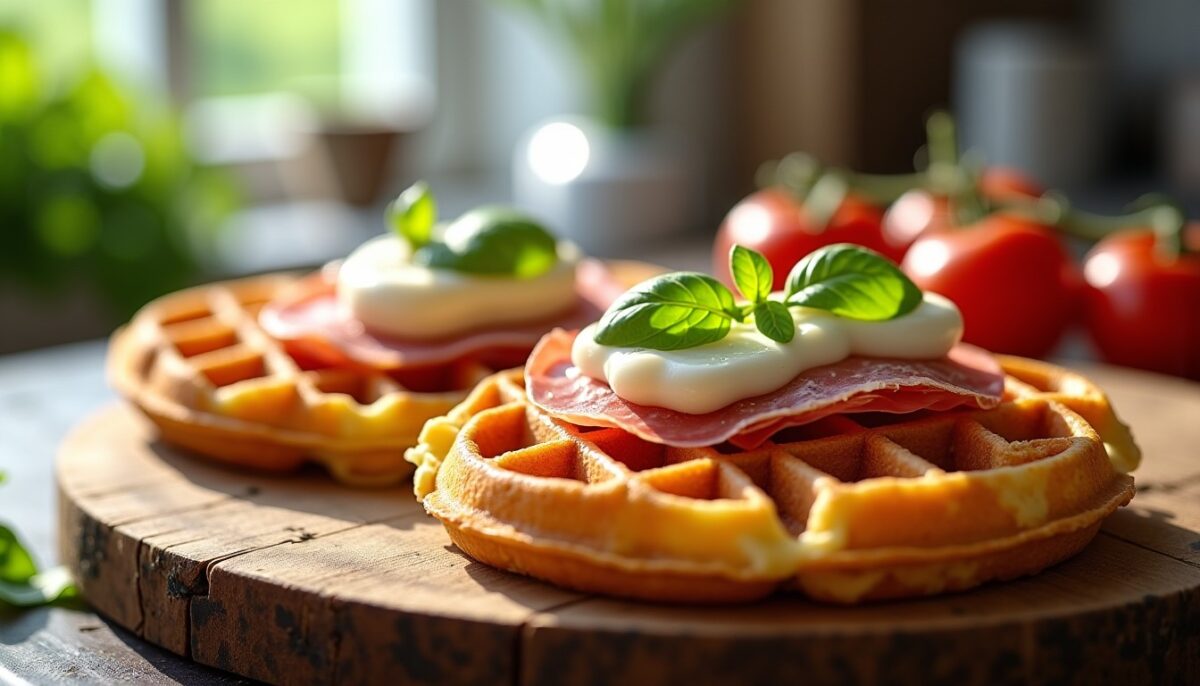Délicieuses gaufres salées au jambon cru et mozzarella fondante : la recette gourmande à tester !