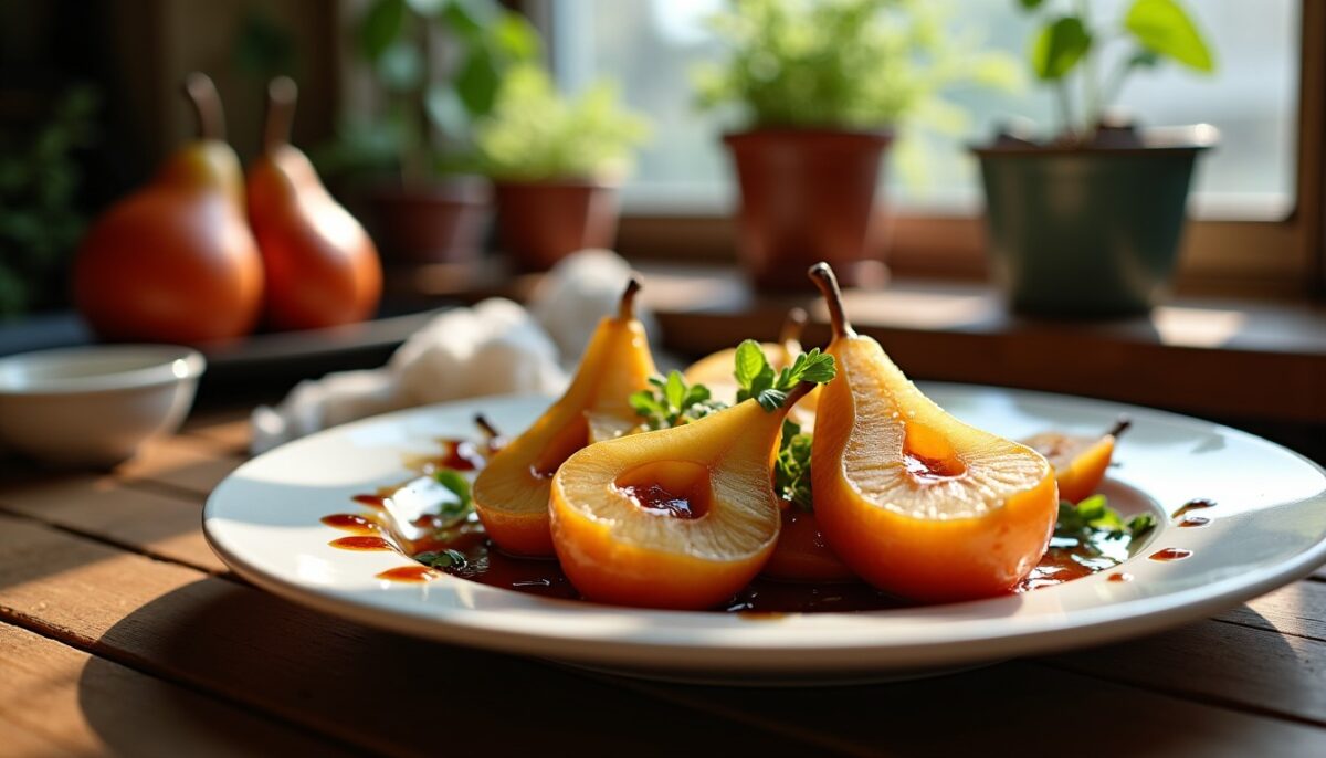 Délice de chèvre chaud aux poires caramélisées et vinaigre balsamique : une recette savoureuse à découvrir