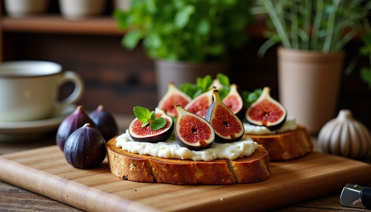 Délice de toast au chèvre fondant et figues fraîches