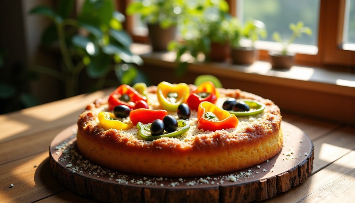 Délice Méditerranéen : Cake aux Trois Poivrons, Olives Noires et Fromage de Brebis