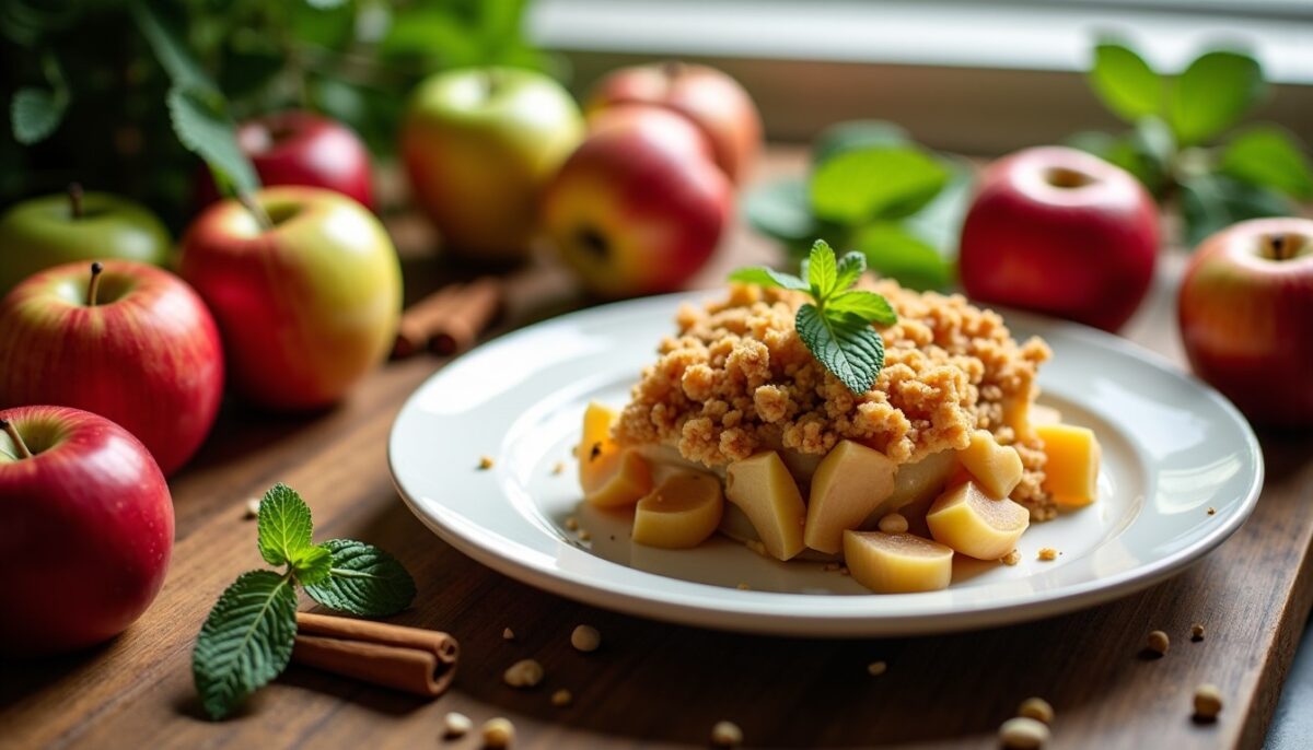 Crumble aux pommes léger : une gourmandise simple et délicieuse à savourer