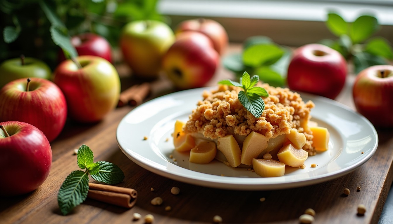 Crumble aux pommes léger : une gourmandise simple et délicieuse à savourer