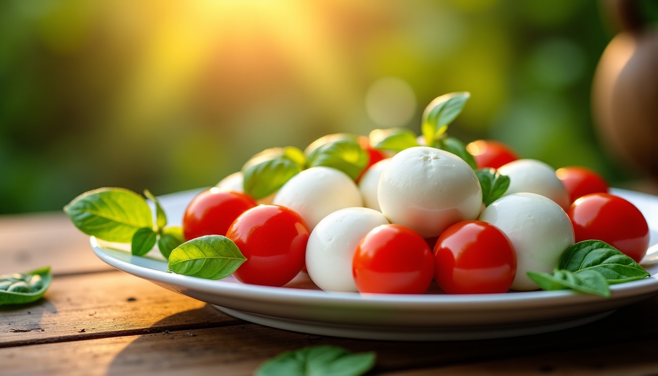 Délices légers : Bouchées fraîches de mozzarella et tomates cerises