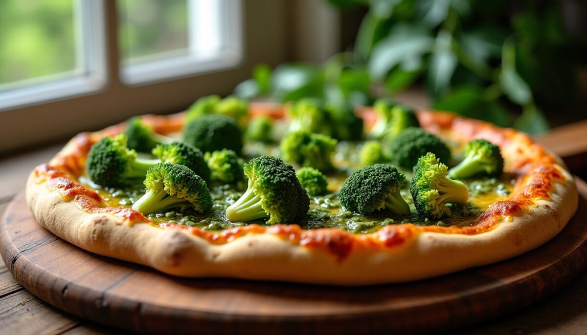 Délice Santé : Pizza Croquante au Brocoli et Pesto d'Épinards Légèr