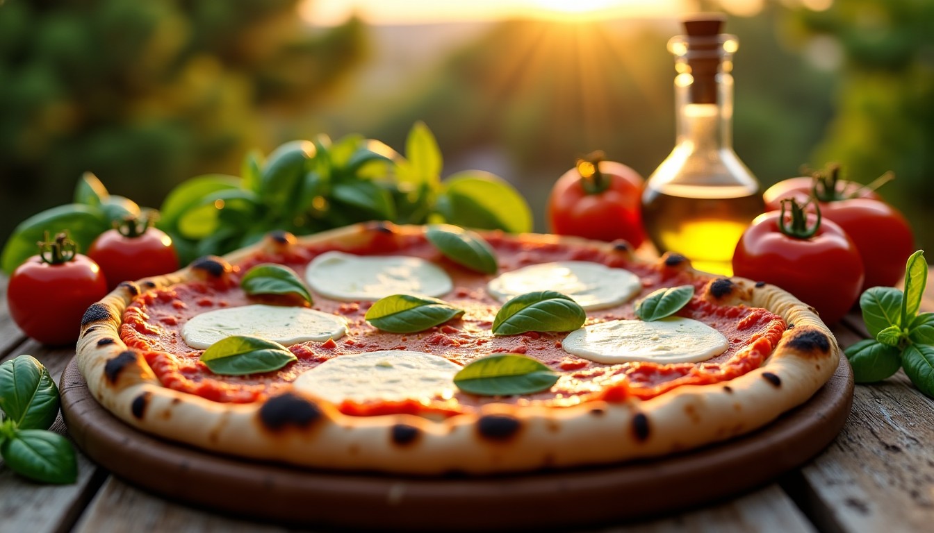 Délicieuse pizza à la mozzarelle et au fromage de chèvre frais façon Majorquine