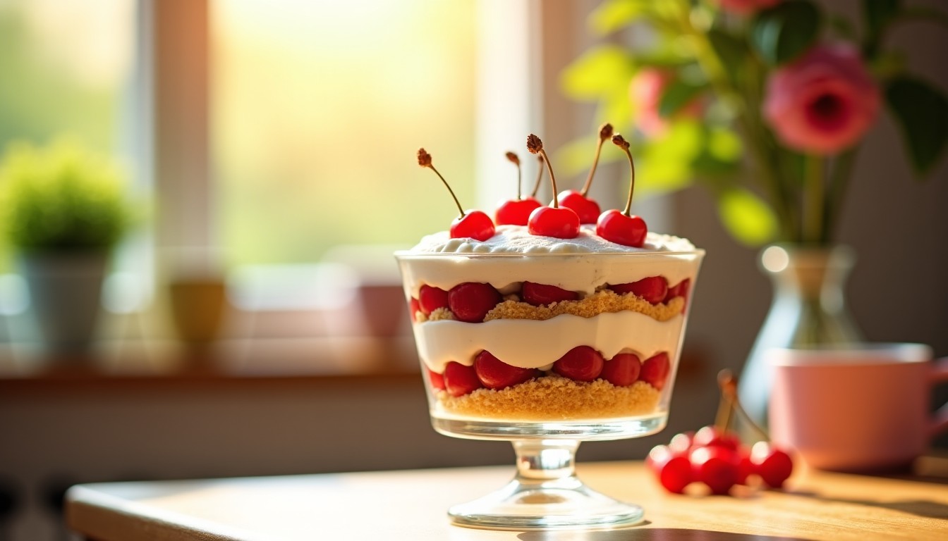 Délice fruité : recette facile du trifle aux cerises en sirop léger