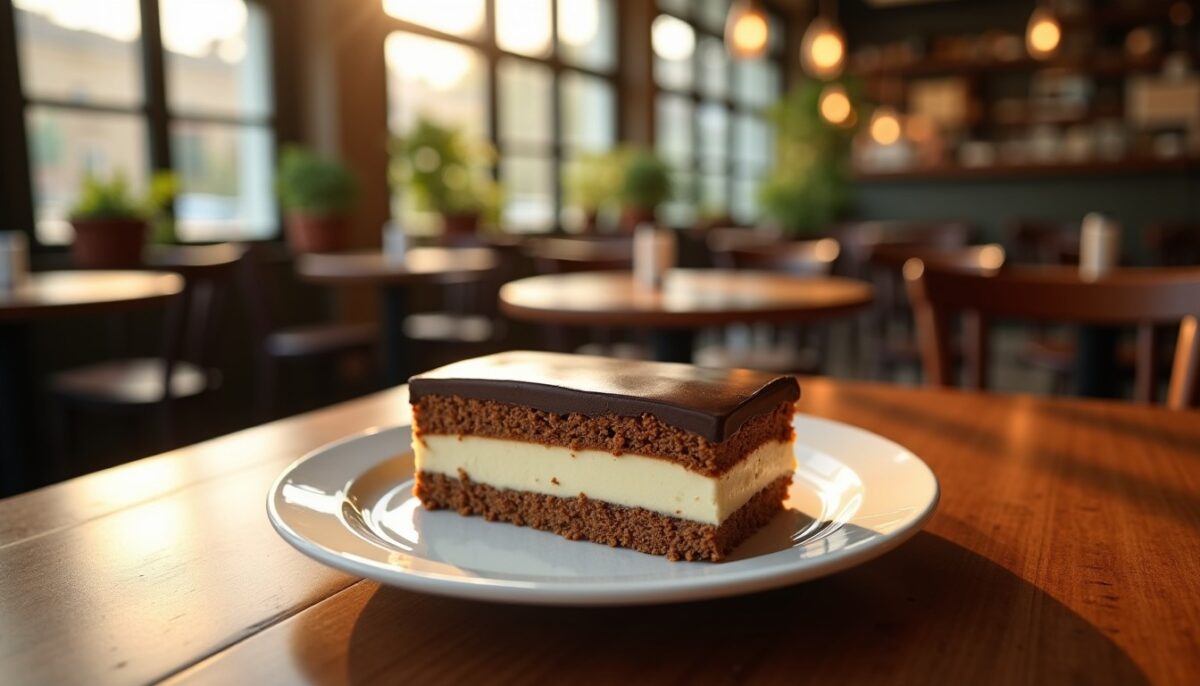 Délice Café : Gâteau moelleux au café, cœur léger au cream cheese et nappage fin en ganache chocolat allégée