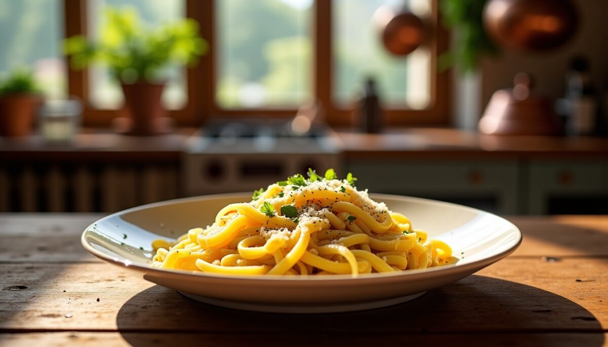 Délicieuses Tagliatelles à la Carbonara revisitées au Parmesan