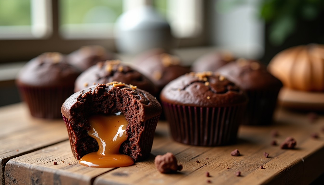 Délices légers : Muffins au chocolat avec un cœur fondant de spéculoos
