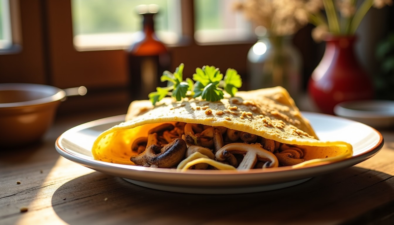 Savourez une crêpe gourmande au chèvre fondant et champignons parfumés
