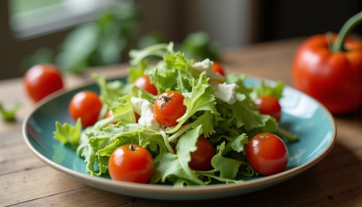 Délice croquant : Salade frisée au thon et fines languettes de fromage frais