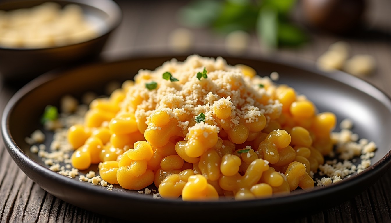 Cabillaud délicat nappé d’un crumble croustillant au parmesan et parfumé au curry