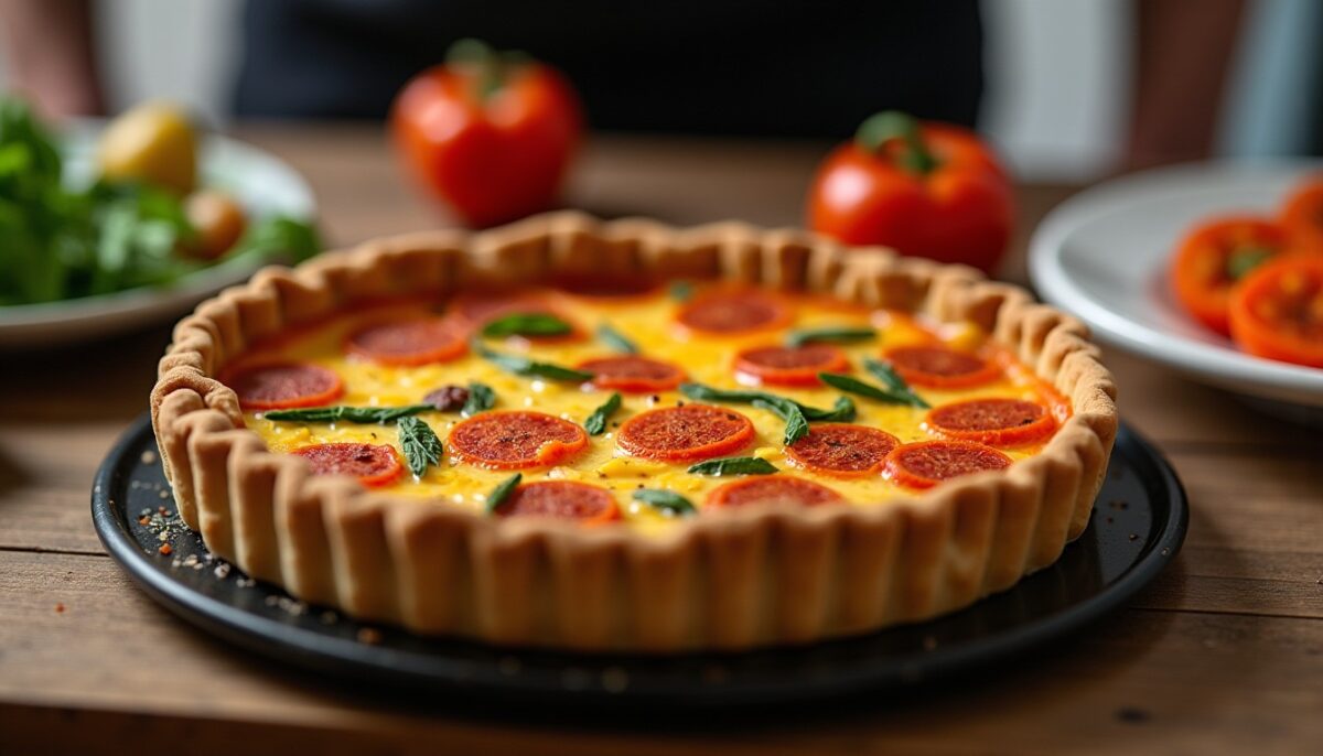 Quiche légère sans pâte : alliance savoureuse de poivrons et chorizo