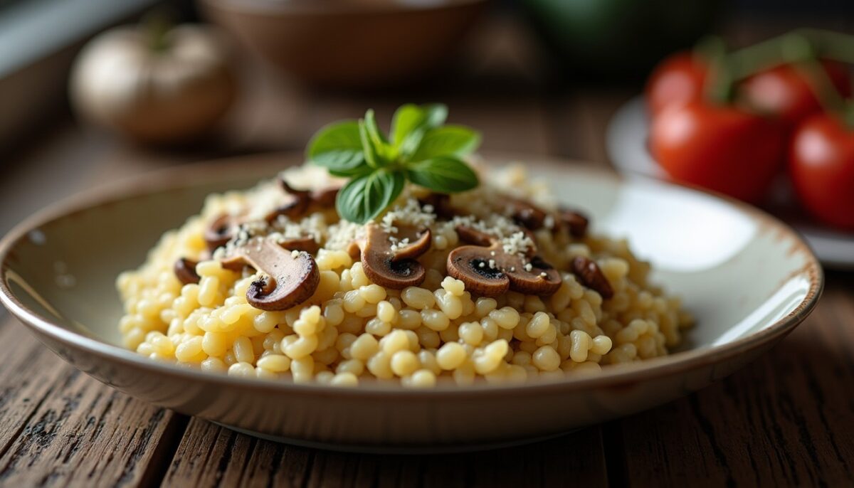 Délicieux risotto crémeux aux champignons et parmesan : une recette gourmande à découvrir