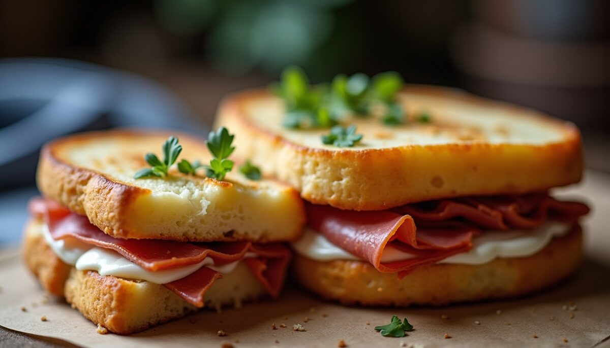 Délice Croque-Monsieur : Jambon Sec et Onctueuse Crème de Bleu