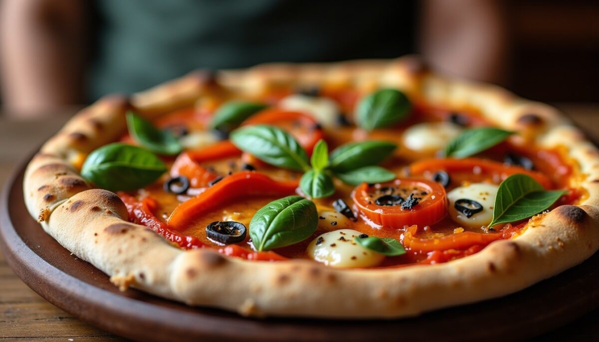 Délice italien : Pizza gourmande aux légumes marinés et Parmigiano Reggiano
