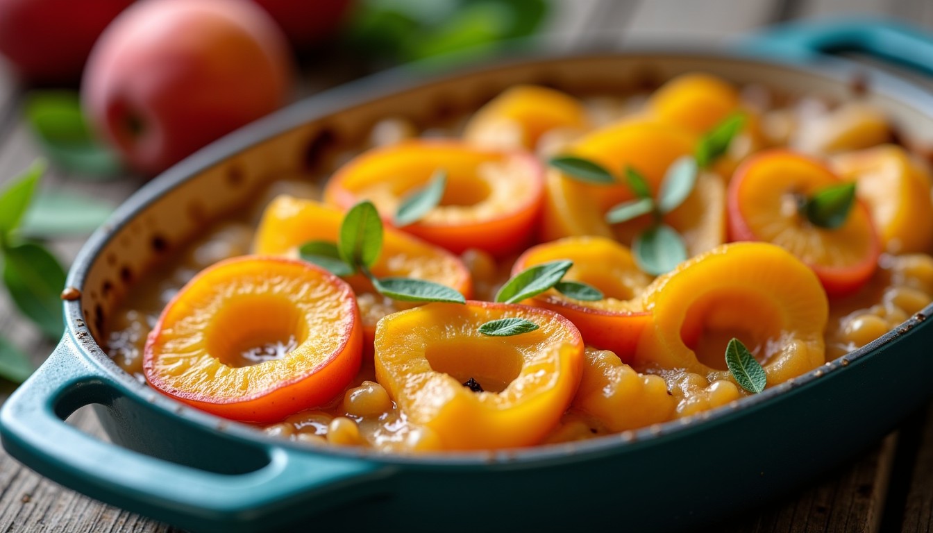 Délicieux gratin de pêches léger : une recette simple et gourmande pour une touche sucrée équilibrée