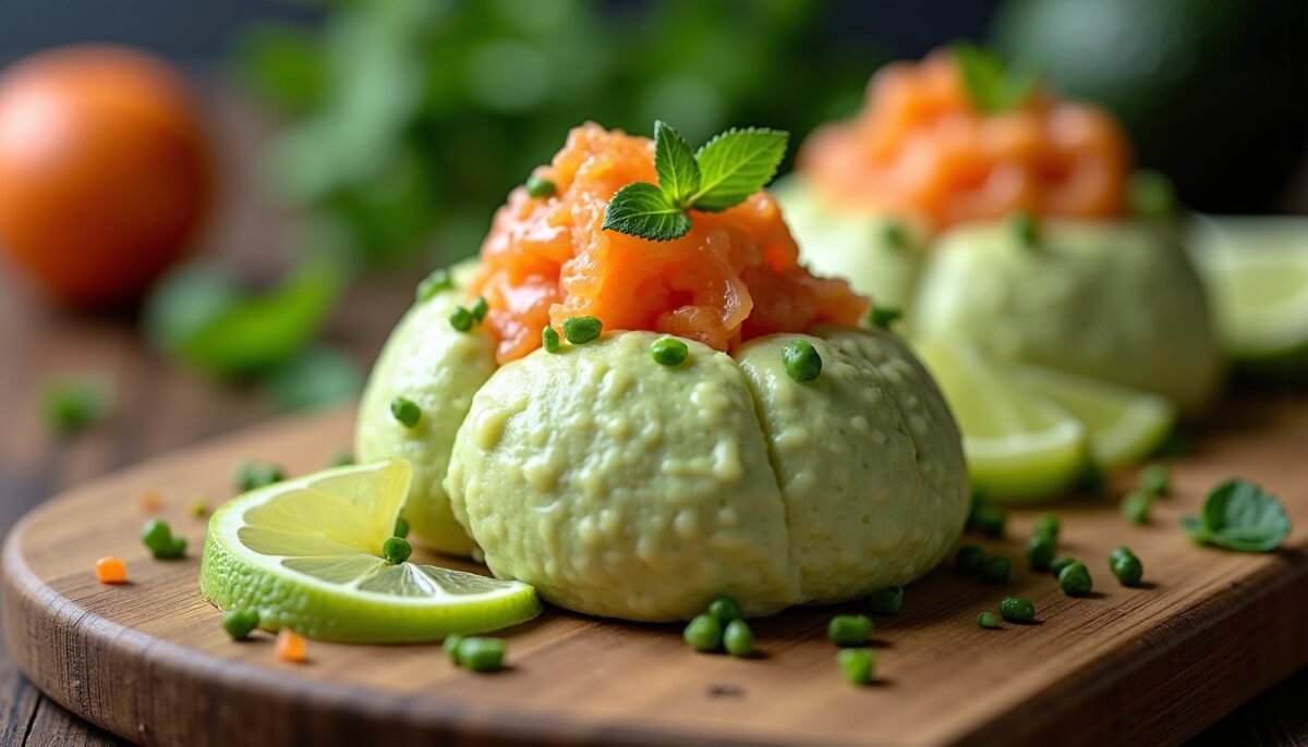Délice de Bulle de Fromage Frais aux Avocats, Citron Vert et Surimi : Une Recette Pleine de Fraîcheur
