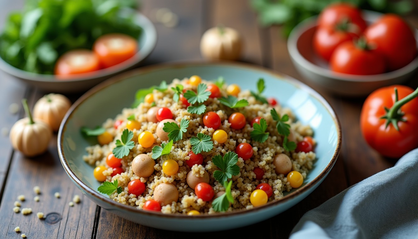 Délice Santé : Salade de Quinoa Colorée aux Légumes Croquants et Fromage Frais