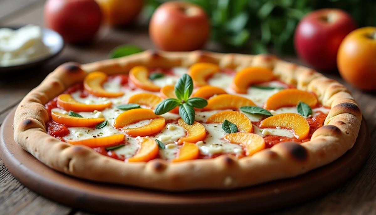 Pizza blanche gourmande aux pommes, miel et chèvre frais