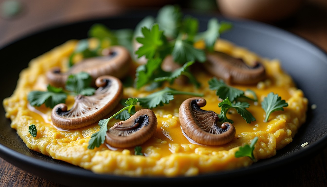 Délicieuse omelette forestière aux champignons sauvages et fromage bleu : recette gourmande