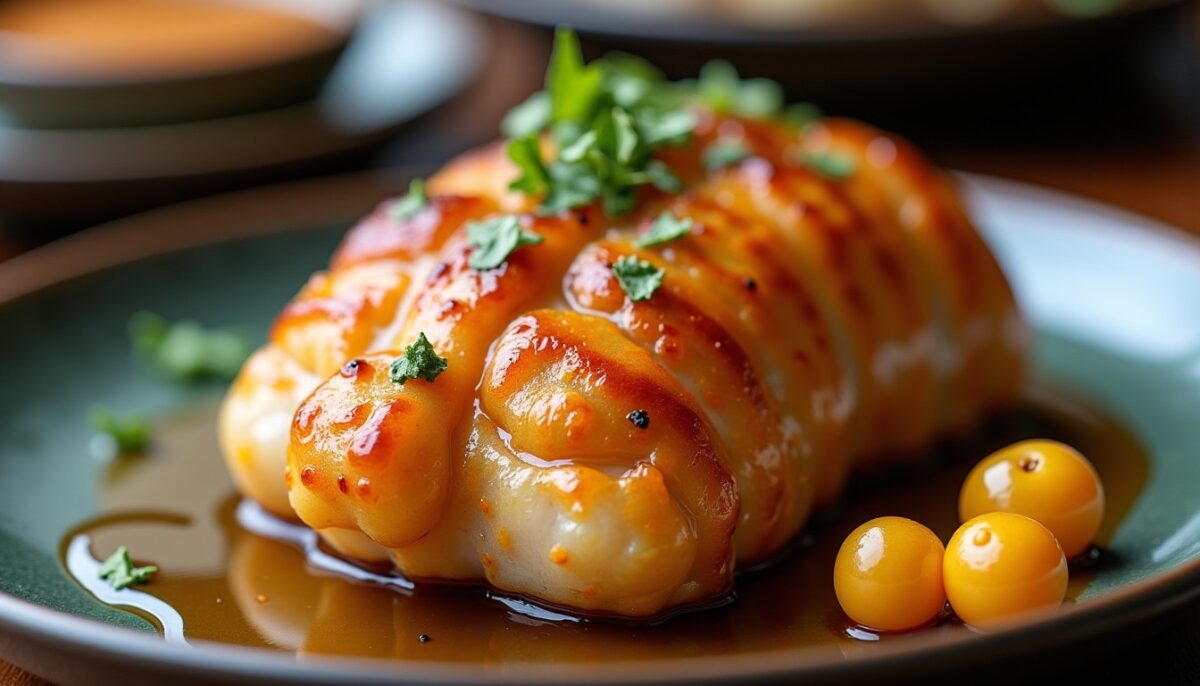 Délice de cabillaud teriyaki accompagné de pois gourmands croquants