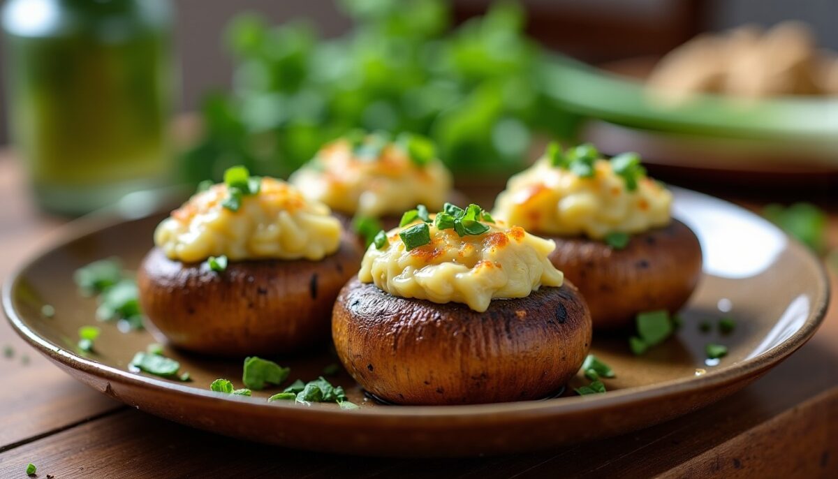 Délice de champignons farcis au poireau et fromage : une recette savoureuse et réconfortante