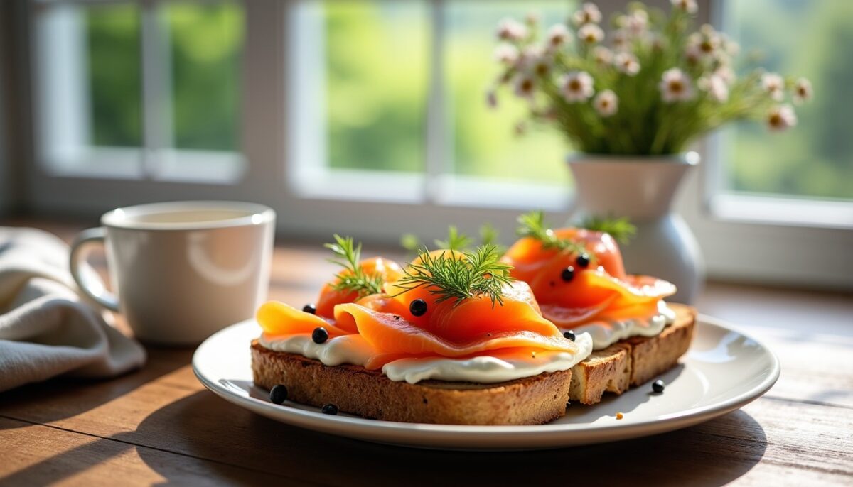 Délicieuse tartine au fromage frais et saumon fumé : recette facile et savoureuse
