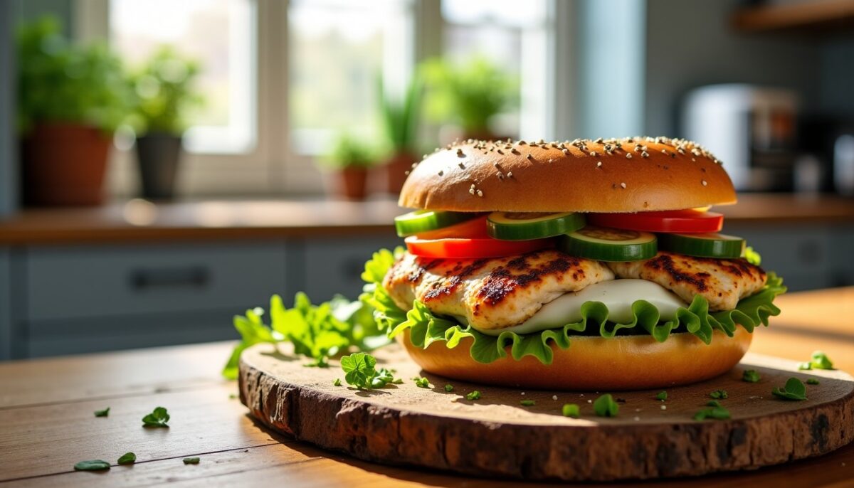 Bagel gourmand au poulet, légumes croquants et fromage frais : la recette à ne pas manquer