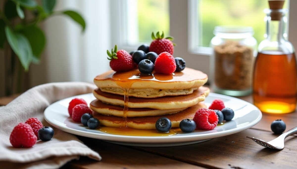 Délicieux pancakes légers enrichis au son de blé pour un petit-déjeuner sain