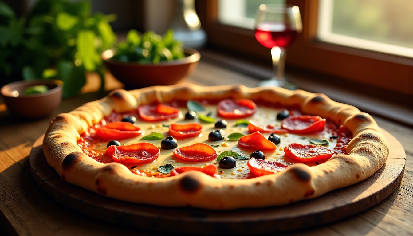 Délice Gourmand : Pizza au Bleu Fondant et Chorizo Épicé