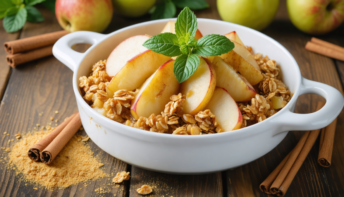 découvrez notre recette gourmande et saine de délice croustillant aux pommes et poires, enrichi d'un granola léger pour un dessert savoureux et équilibre.
