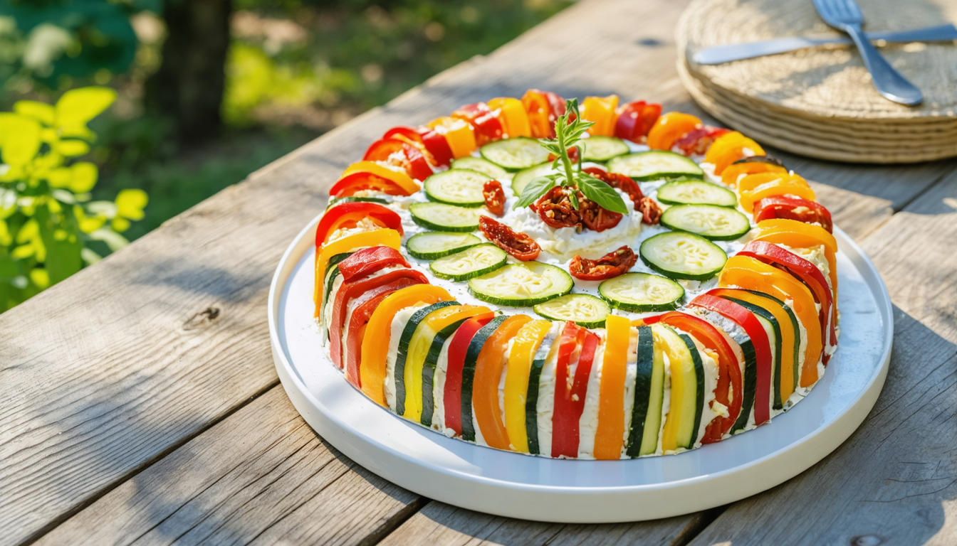 découvrez notre cake estival alliant légumes du soleil colorés et fromage de chèvre fondant pour un délice savoureux et léger, parfait pour vos repas d'été.