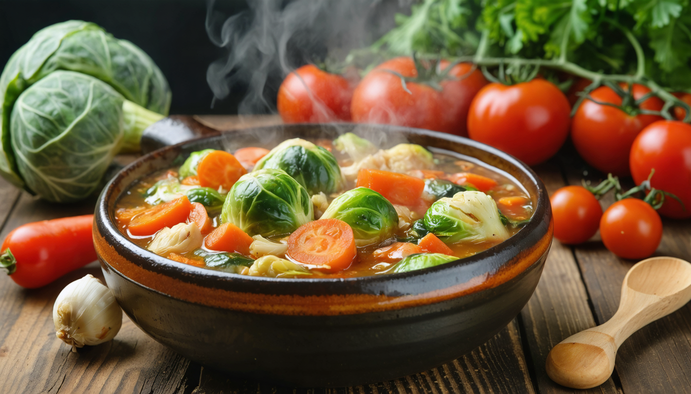 découvrez notre recette simple et rapide de mijoté coloré de choux de bruxelles, carottes et tomates, un délice sain parfait pour un repas équilibré et savoureux.