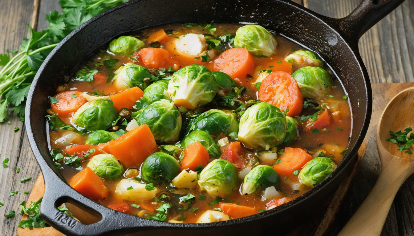 découvrez notre recette simple et rapide pour un mijoté coloré de choux de bruxelles, carottes et tomates, un délice sain parfait pour un repas équilibré et savoureux.
