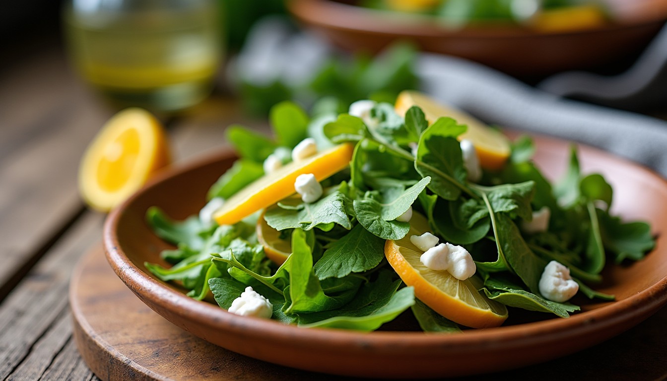 Recette fraîche et gourmande : salade de mesclun au fromage et vinaigrette acidulée au yuzu