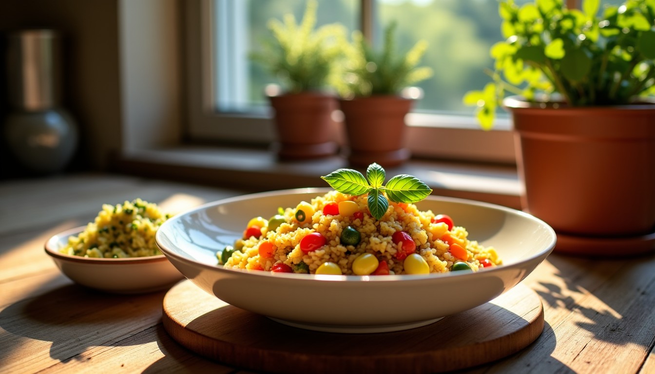 Délicieux Risotto aux Légumes Colorés et Tartinade Végétale aux Herbes de Provence