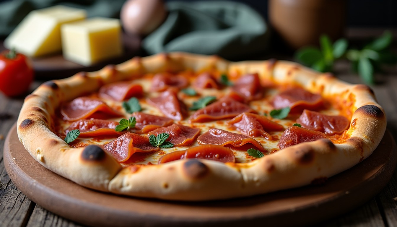 Délice Italien : Pizza au Jambon Fumé et Fromages Authentiques