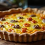 Délicieuse quiche sans pâte aux lardons croustillants et fromage fondant