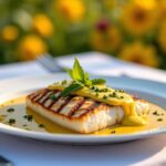 Délice estival : filet de merlan grillé nappé d’une sauce moutarde légère et savoureuse