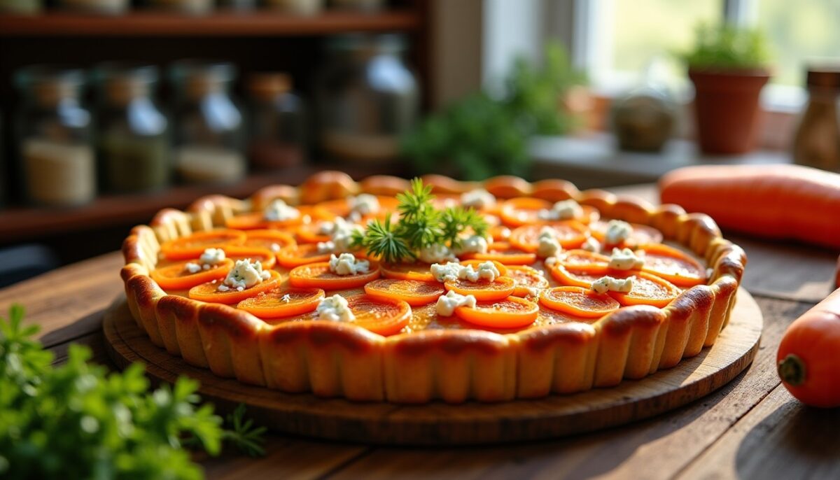 Délice sucré-salé : Tarte aux carottes caramélisées et au fromage bleu