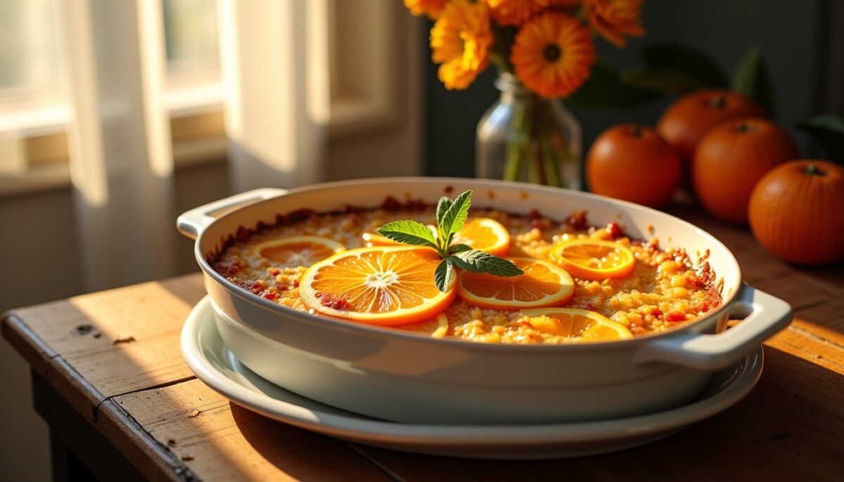 Délice orange épicé : recette simple et légère de gratin sucré