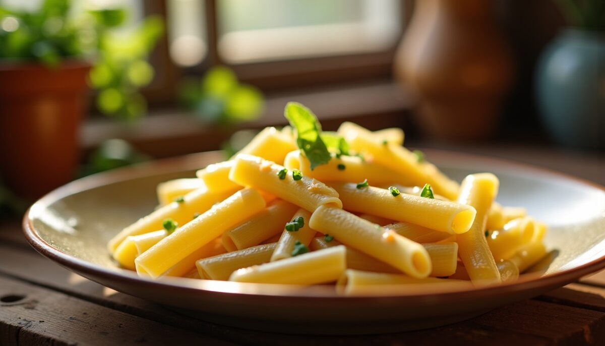 Délice crémeux : penne enrobées d'une sauce onctueuse au camembert