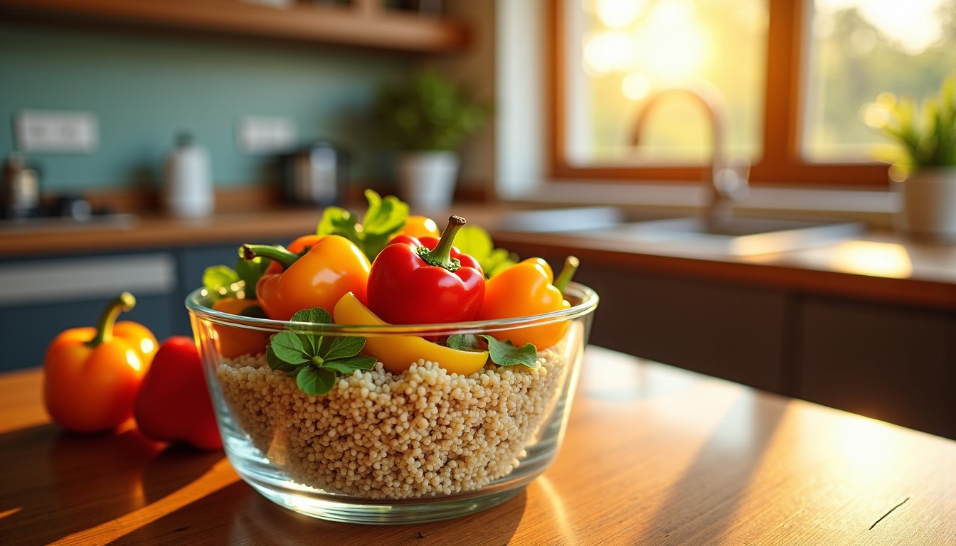Verrines légères de quinoa aux poivrons grillés : un festival de saveurs colorées