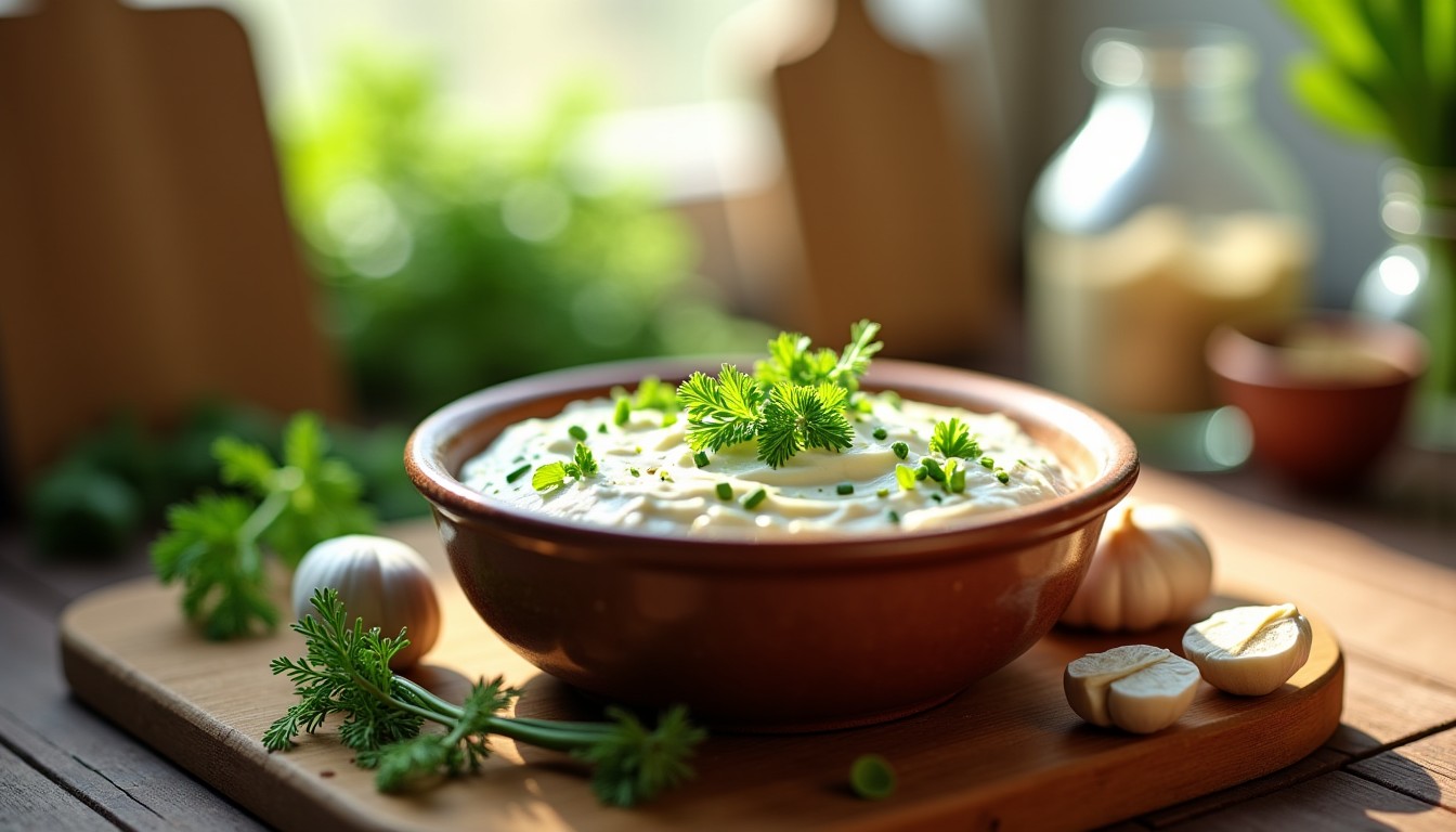 Délice nature : recette facile de dip aux herbes fraîches et fromage de chèvre crémeux